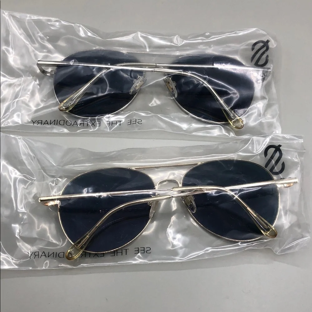 Sojos Aviator Empire Sunglasses Unisex Silver Gold Frame, Pink Blue Lens NEW